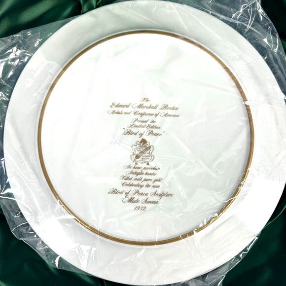 Edward Marshall Boehm "Bird of Peace" 1972 Gold RIm 13" Plate Presentation Box - Picture 13 of 13
